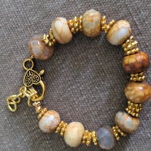 New Crackle Agate.  Handcrafted faceted multi color roundels.  7  1/2 to 8" Boho